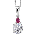 Moissanite (Rnd 7 mm), Niassa Ruby (FF) Pendant Necklace (20 Inches) in Platinum Over Sterling Silver 1.40 ctw - Sticky add to cart bar