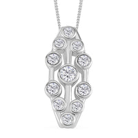 Moissanite Pendant Necklace 18 Inches in Rhodium Over Sterling Silver 1.10 ctw