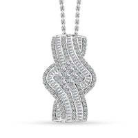 Diamond Bypass Pendant Necklace 20 Inches in Platinum Over Sterling Silver 1.00 ctw
