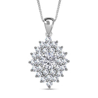 TLV Moissanite (Rnd 6.5mm) Pendant Necklace (18 Inches) in Platinum Over Sterling Silver 2.80 ctw