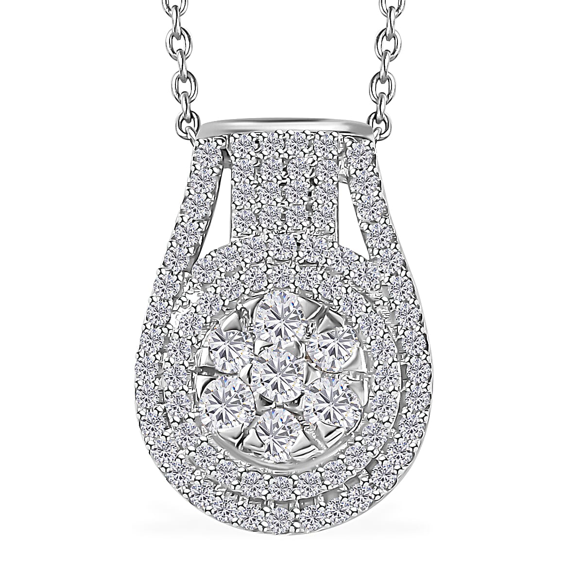 Diamond Pendant Necklace 20 Inches in Platinum Over Sterling Silver 0.75 ctw