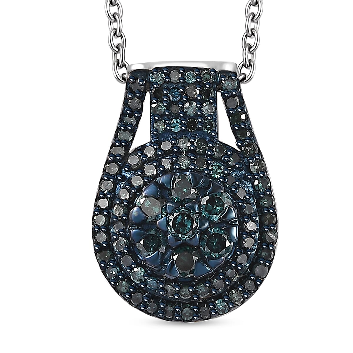 Diamond Pendant Necklace 20 Inches in Platinum Over Sterling Silver 0.75 ctw