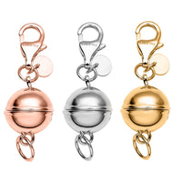 Rhodium Over Sterling Silver 9mm Round Magnetic Lock with Lobster Clasp (2.50 g)
