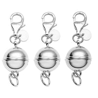 Rhodium Over Sterling Silver 9mm Round Magnetic Lock with Lobster Clasp (2.50 g)
