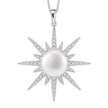 Freshwater Pearl, Moissanite Pendant Necklace (20 Inches) in Platinum Over Sterling Silver 1.55 ctw - Sticky add to cart bar