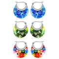 Set of 3 Blue, Green and Multi Color Murano Style Basket Earrings in Stainless Steel (Del. In 10-12 Days) - Sticky add to cart bar