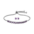 Rose De France Amethyst Bolo Bracelet and Earrings in Stainless Steel 3.75 ctw - Sticky add to cart bar