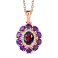 Orissa Rhodolite Garnet and Multi Gemstone Pendant Necklace 20 Inches in Vermeil Rose Gold Over Sterling Silver 3.25 ctw - Sticky add to cart bar