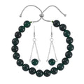 Green Agate Bolo Bracelet and Earrings in Stainless Steel 90.90 ctw - Sticky add to cart bar
