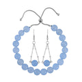 Blue Agate Bolo Bracelet and Earrings in Stainless Steel 84.85 ctw - Sticky add to cart bar