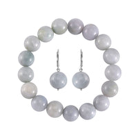 Epic Deal Natural Jade Beaded Stretch Bracelet and Lever Back Earrings in Rhodium Over Sterling Silver 195.00 ctw