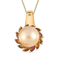 AA Golden South Sea Pearl and Multi Tourmaline 6.58 ctw Pendant Necklace in 18K Vermeil YG Over Sterling Silver 20 Inches