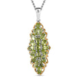 Peridot Elongated Pendant Necklace 20 Inches in Vermeil YG and Platinum Over Sterling Silver 4.65 ctw - Sticky add to cart bar