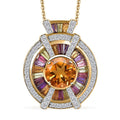 GP Royal Art Deco Collection Premium Brazilian Citrine and Multi Gemstone Pendant Necklace 20 Inches in Vermeil Yellow Gold Over Sterling Silver 3.75 ctw - Sticky add to cart bar