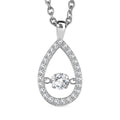 Simulated Diamond 1.25 ctw Halo Tear Drop Pendant in Platinum Over Sterling Silver with Stainless Steel Necklace 20 Inches - Sticky add to cart bar