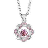 Simulated Pink Diamond Pendant in Platinum Over Sterling Silver with Stainless Steel (20 Inches) 1.10 ctw