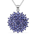 TLV Tanzanite Floral Pendant Necklace (18 Inches) in Platinum Over Sterling Silver 6.20 ctw - Sticky add to cart bar