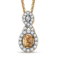 AAA Golden Imperial Topaz and White Zircon Pendant Necklace 20 Inches in Vermeil Yellow Gold Over Sterling Silver 0.50 ctw
