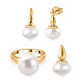 Freshwater Pearl Solitaire Ring (Size 11.50), Pendant without Chain and Earrings in 14K YG Over Sterling Silver - Sticky add to cart bar