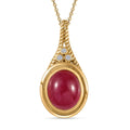 Premium African Ruby (FF) and Moissanite Pendant Necklace 20 Inches in Vermeil Yellow Gold Over Sterling Silver 8.30 ctw - Sticky add to cart bar