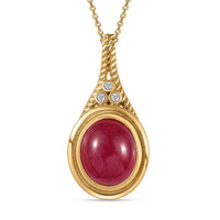 Premium African Ruby (FF) and Moissanite Pendant Necklace 20 Inches in Vermeil Yellow Gold Over Sterling Silver 8.30 ctw