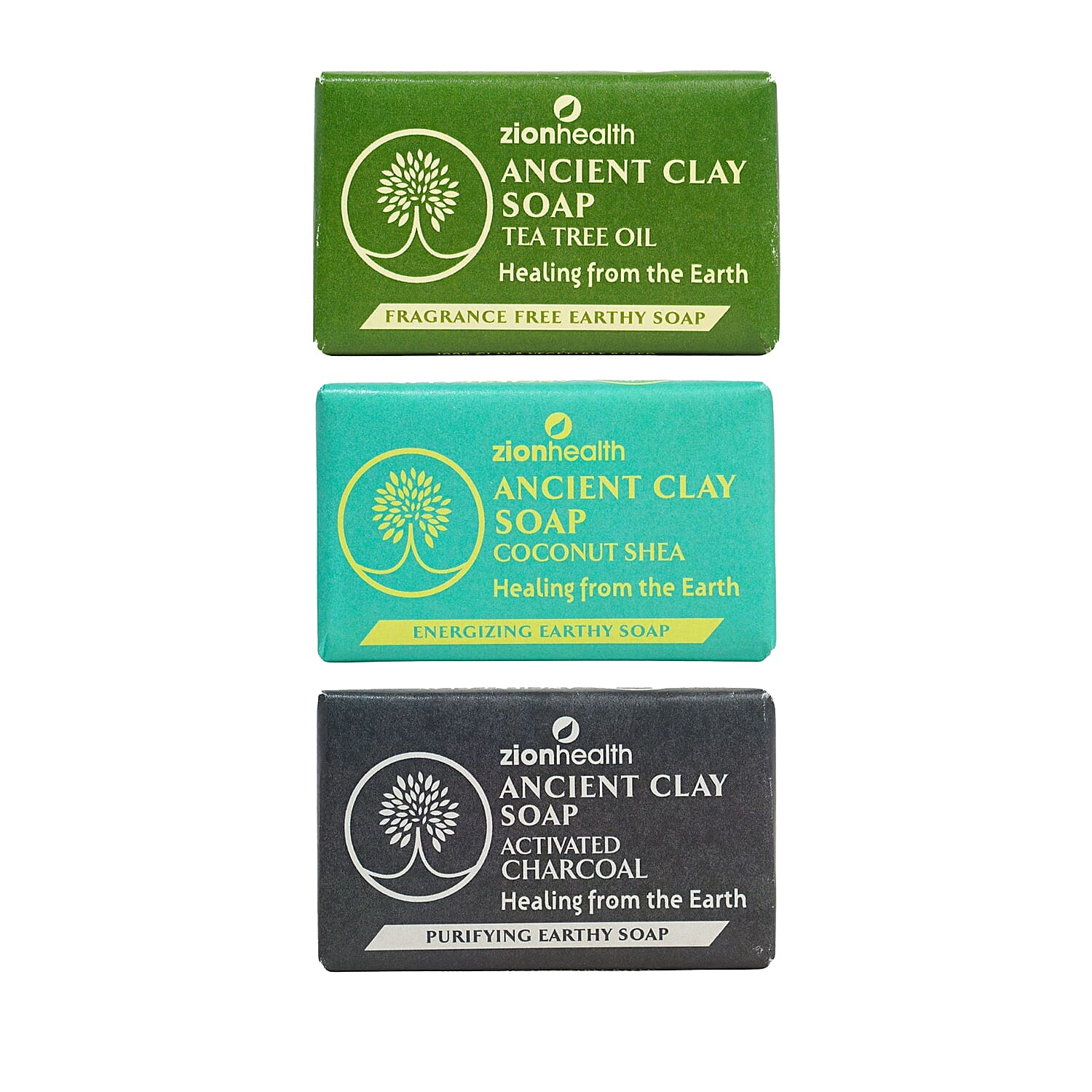 ZionHealth Energizing Earthy Soap Set (Lemongrass, Peppermint Oil, & Tea Tree Oil) 3x6oz