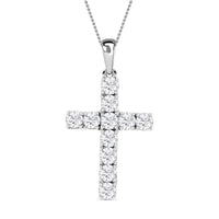 Austrian Crystal Cross Pendant Necklace (20 Inches) in Platinum Over Sterling Silver