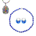 Multi Color Murano Style Basket Earrings, Beaded Necklace and Pendant with Facet Beaded Necklace 20 Inches in Stainless Steel and Silvertone - Sticky add to cart bar