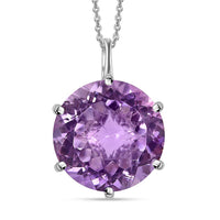Rose De France Amethyst Solitaire Pendant Necklace (20 Inches) in Platinum Over Sterling Silver 15.25 ctw
