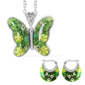 Green Murano Style Earrings and Pendant Necklace - Sticky add to cart bar