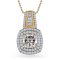 Moissanite Double Halo Pendant Necklace 20 Inches in Vermeil Yellow Gold Over Sterling Silver 3.20 ctw - Sticky add to cart bar