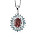 Blush Apatite and Multi Gemstone Floral Pendant Necklace 20 Inches in Platinum Over Sterling Silver 2.10 ctw - Sticky add to cart bar