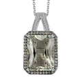 Radiant Cut Premium Montezuma Prasiolite and Multi Gemstone Halo Pendant Necklace 20 Inches in Platinum Over Sterling Silver 11.20 ctw - Sticky add to cart bar