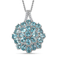 TLV Madagascar Paraiba Apatite, Whiite Ziron Pendant Necklace (20 Inches) in Platinum Over Sterling Silver 4.65 ctw - Sticky add to cart bar
