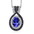 Tanzanite, Multi Gemstone Double Halo Pendant Necklace (20 Inches) in Platinum Over Sterling Silver 2.10 ctw - Sticky add to cart bar