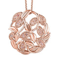 Uncut Natural Pink Diamond Floral and Leaf Pendant Necklace 20 Inches in Vermeil Rose Gold Over Sterling Silver 0.25 ctw - Sticky add to cart bar