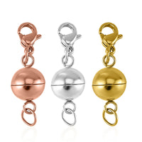 Set of 3, Magnetic Lock with Lobster Clasp and 0.6x5mm Ring in ION Plated YG, RG and Stainless Steel