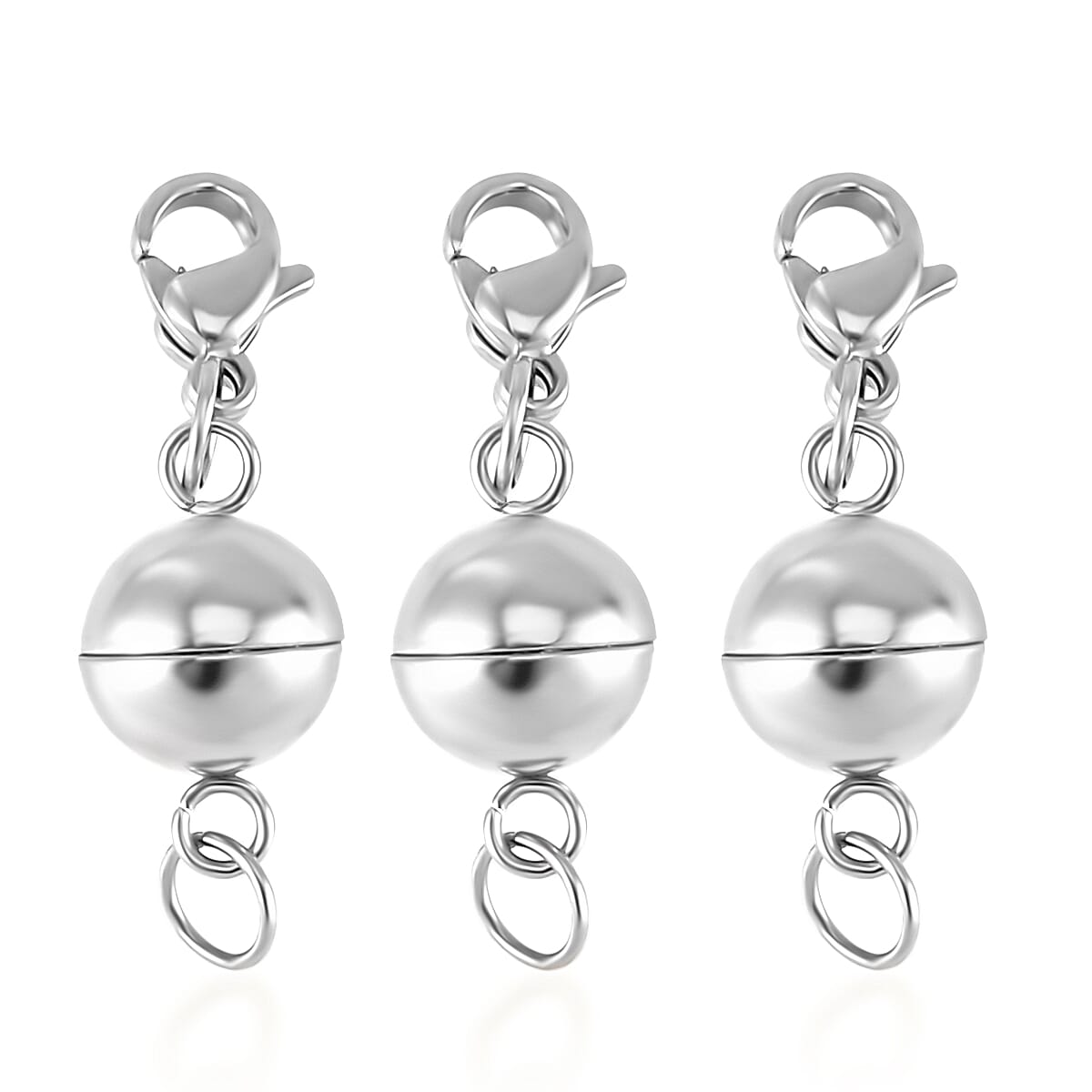 Set of 3, Magnetic Lock with Lobster Clasp and 0.6x5mm Ring in ION Plated YG, RG and Stainless Steel
