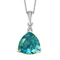 Peacock Quartz (Triplet) and Moissanite Pendant Necklace 20 Inches in Platinum Over Sterling Silver 6.15 ctw - Sticky add to cart bar