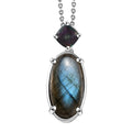 Malagasy Labradorite and Northern Lights Mystic Topaz Pendant Necklace 20 Inches in Platinum Over Sterling Silver 6.00 ctw - Sticky add to cart bar