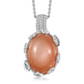 Peach Moonstone and White Zircon Celestial Pendant Necklace 20 Inches in Platinum Over Sterling Silver 10.90 ctw - Sticky add to cart bar
