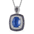 Kashmir Kyanite and Multi Gemstone Double Halo Pendant Necklace 20 Inches in Platinum Over Sterling Silver 4.15 ctw - Sticky add to cart bar