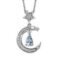 Santa Maria Aquamarine and White Zircon Celestial Pendant Necklace 20 Inches in Platinum Over Sterling Silver 0.65 ctw - Sticky add to cart bar
