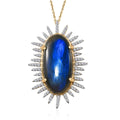 Malagasy Labradorite and White Zircon 27.75 ctw Pendant Necklace in Vermeil Yellow Gold Over Sterling Silver 18-20 Inches - Sticky add to cart bar