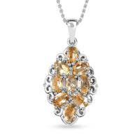 Karis Brazilian Citrine Pendant in Platinum Bond with Stainless Steel Necklace (20 Inches) 3.75 ctw