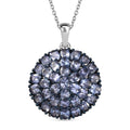 Tanzanite Floral Spray Pendant Necklace 20 Inches in Platinum Over Sterling Silver 6.50 ctw - Sticky add to cart bar