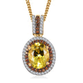 Brazilian Sunfire Beryl, Brown and White Zircon Double Halo Pendant Necklace 20 Inches in Vermeil Yellow Gold Over Sterling Silver 3.15 ctw - Sticky add to cart bar