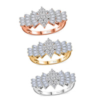 Moissanite Set of 3 Ballerina Ring in Vermeil YRG and Platinum Over Sterling Silver (Size 10.0) (Del. in 10-15 Days) 3.35 ctw