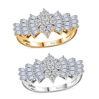 Moissanite Set of 2 Bellerina Ring in Vermeil YG and Platinum Over Sterling Silver (Size 10.0) 2.20 ctw