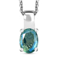 Peacock Quartz (Triplet) Solitaire Pendant Necklace 20 Inches in Platinum Over Sterling Silver 1.50 ctw - Sticky add to cart bar